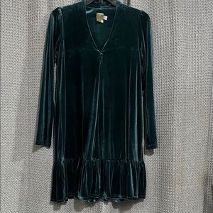 Teal Velvet Long Sleeve Dress/tunic